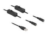 Delock Kabel USB Typ-A Stecker zu 2 x DC 5,5 x 2,1 mm Buchse mit Schalter 1 m
