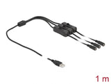 Delock Kabel USB Typ-A Stecker zu 3 x DC 5,5 x 2,1 mm Buchse mit Schalter 1 m