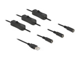Delock Kabel USB Typ-A Stecker zu 3 x DC 5,5 x 2,1 mm Buchse mit Schalter 1 m