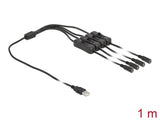 Delock Kabel USB Typ-A Stecker zu 4 x DC 5,5 x 2,1 mm Buchse mit Schalter 1 m