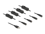 Delock Kabel USB Typ-A Stecker zu 4 x DC 5,5 x 2,1 mm Buchse mit Schalter 1 m