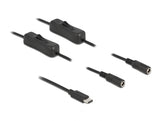 Delock Kabel USB Type-C™ Stecker zu 2 x DC 5,5 x 2,1 mm Buchse mit Schalter 1 m