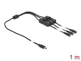 Delock Kabel USB Type-C™ Stecker zu 3 x DC 5,5 x 2,1 mm Buchse mit Schalter 1 m