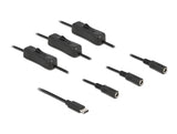 Delock Kabel USB Type-C™ Stecker zu 3 x DC 5,5 x 2,1 mm Buchse mit Schalter 1 m