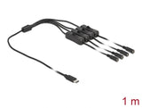 Delock Kabel USB Type-C™ Stecker zu 4 x DC 5,5 x 2,1 mm Buchse mit Schalter 1 m