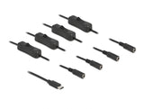 Delock Kabel USB Type-C™ Stecker zu 4 x DC 5,5 x 2,1 mm Buchse mit Schalter 1 m