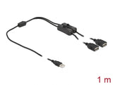 Delock Kabel USB Typ-A Stecker zu 2 x USB Typ-A Buchse mit Schalter 1 m