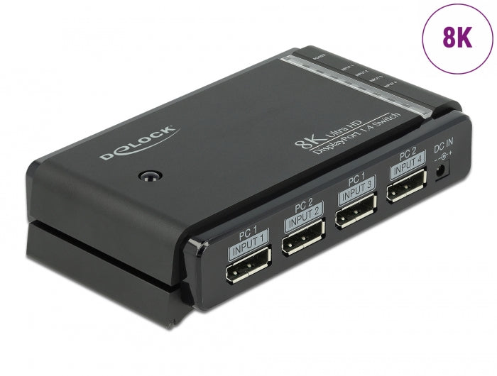 Delock DisplayPort 1.4 Switch 2 x 2 DisplayPort in zu 1 x 2 DisplayPort out 8K