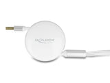 Delock USB 3 in 1 Aufrollladekabel Typ-A zu Micro USB / 2 x USB Type-C™ mit Schnellladefunktion weiß