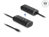 Delock 4 Port USB 10 Gbps Hub mit USB Type-C™ Anschluss 60 cm Kabel und Schalter für jeden Port