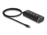 Delock 4 Port USB 10 Gbps Hub mit USB Type-C™ Anschluss 60 cm Kabel und Schalter für jeden Port