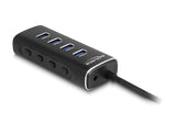 Delock 4 Port USB 10 Gbps Hub mit USB Type-C™ Anschluss 60 cm Kabel und Schalter für jeden Port