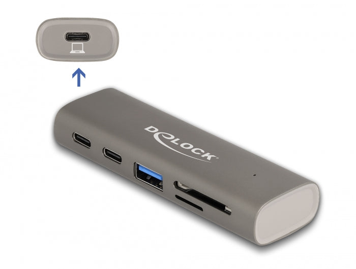 Delock 3 Port USB 10 Gbps Hub inklusive SD und Micro SD Card Reader mit USB Type-C™ Anschluss