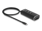 Delock 3 Port USB 10 Gbps Hub inklusive SD und Micro SD Card Reader mit USB Type-C™ Anschluss 60 cm Kabel und Schalter für jeden Port