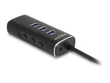 Delock 3 Port USB 10 Gbps Hub inklusive SD und Micro SD Card Reader mit USB Type-C™ Anschluss 60 cm Kabel und Schalter für jeden Port