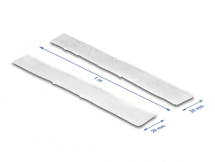 Delock Klettband selbstklebend mit Haft- und Flauschband L 1 m x B 20 mm weiß