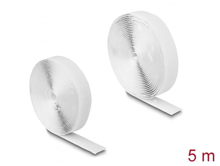 Delock Klettband selbstklebend mit Haft- und Flauschband L 5 m x B 20 mm weiß