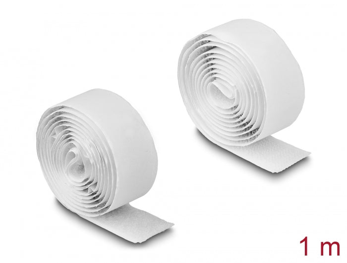 Delock Klettband selbstklebend mit Haft- und Flauschband L 1 m x B 20 mm weiß