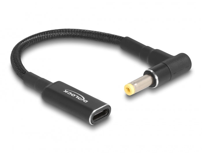 Delock Adapterkabel für Notebook Ladekabel USB Type-C™ Buchse zu HP 4,8 x 1,7 mm Stecker 90° gewinkelt 15 cm