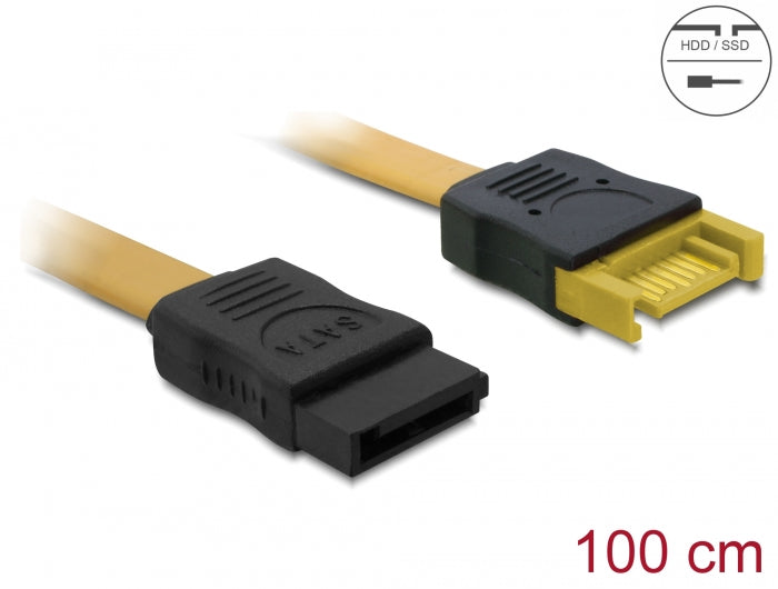 Delock Verlängerungskabel SATA 3 Gb/s Stecker > SATA Buchse 100 cm gelb