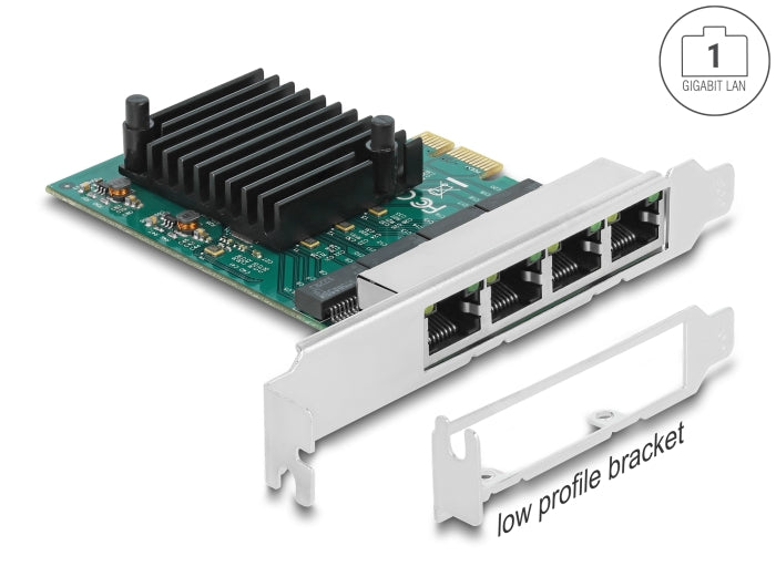 Delock PCI Express x1 Netzwerkkarte Gigabit LAN 4 x RJ45 RTL8111