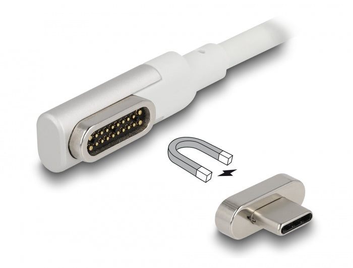 Delock Magnetisches Thunderbolt™ 3 USB-C™ Kabel 4K 60 Hz Stecker zu Stecker gewinkelt 1,20 m