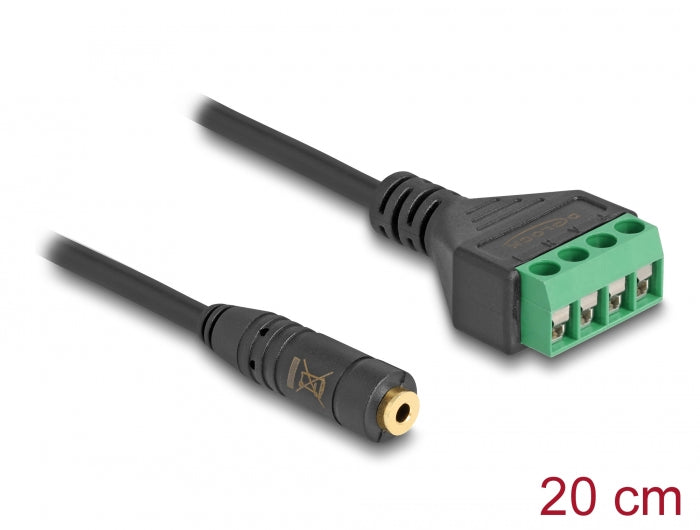 Delock Kabel Klinkenbuchse 2,5 mm 4 Pin zu Terminalblock Adapter 20 cm