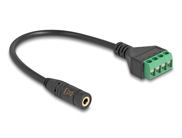 Delock Kabel Klinkenbuchse 3,5 mm 4 Pin zu Terminalblock Adapter 20 cm