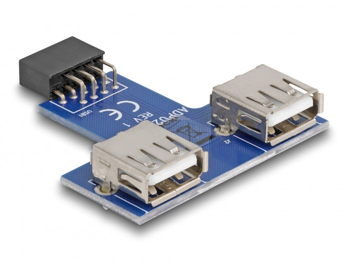 Delock USB Pin Header Buchse > 2 x USB 2.0 Buchse - oben