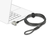 Navilock Notebook Sicherungskabel mit 3 Verriegelungsköpfen für Kensington, Noble Wedge und Nano Slot