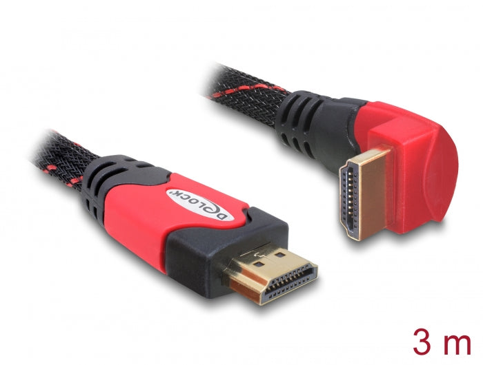 Delock Kabel High Speed HDMI mit Ethernet – HDMI A Stecker > HDMI A Stecker gewinkelt 4K 3 m