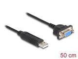 Delock USB 2.0 zu Seriell RS-232 Adapter D-Sub 9 Buchse mit kompaktem Steckergehäuse 50 cm FTDI