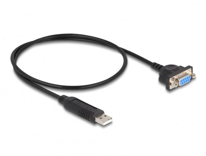 Delock USB 2.0 zu Seriell RS-232 Adapter D-Sub 9 Buchse mit kompaktem Steckergehäuse 50 cm FTDI