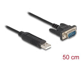 Delock USB 2.0 zu Seriell RS-232 Adapter D-Sub 9 Stecker mit kompaktem Steckergehäuse 50 cm FTDI