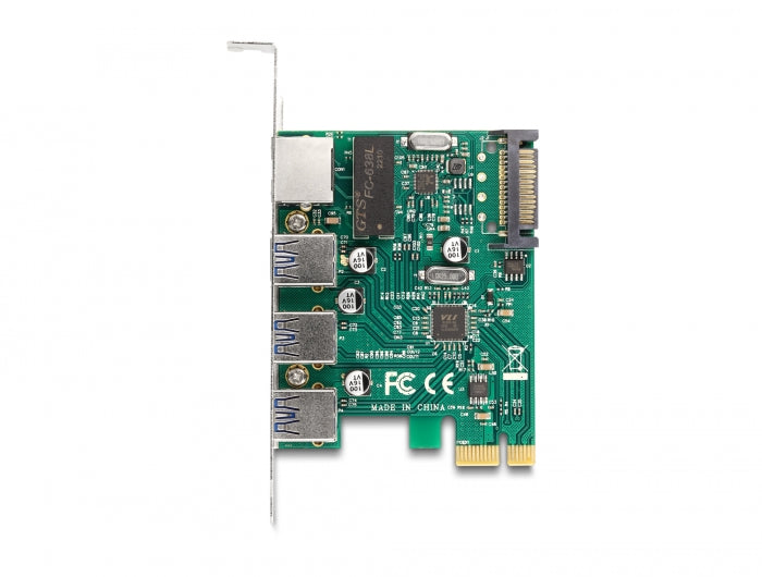 Delock PCI Express x1 Karte zu 3 x USB 5 Gbps Typ-A Buchse + 1 x Gigabit LAN