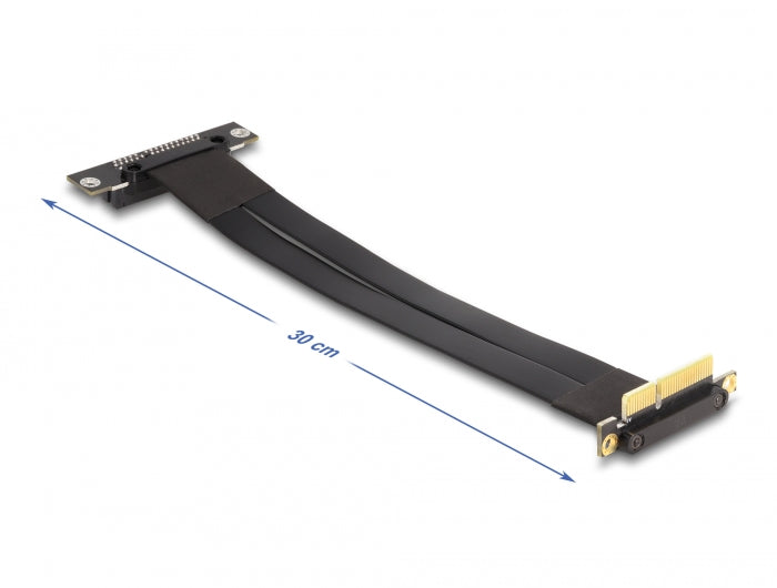 Delock Riser Karte PCI Express x4 Stecker 90° gewinkelt zu x4 Slot 90° gewinkelt mit Kabel 30 cm