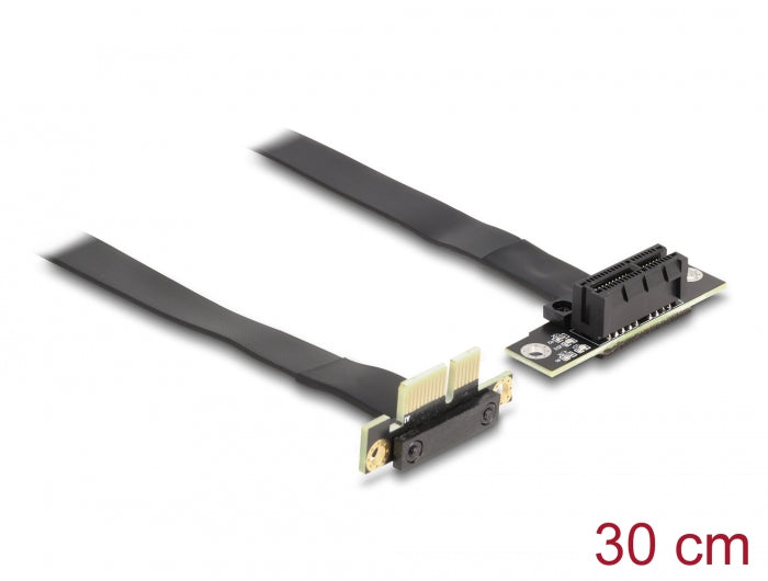 Delock Riser Karte PCI Express x1 Stecker 90° gewinkelt zu x1 Slot 90° gewinkelt mit Kabel 30 cm