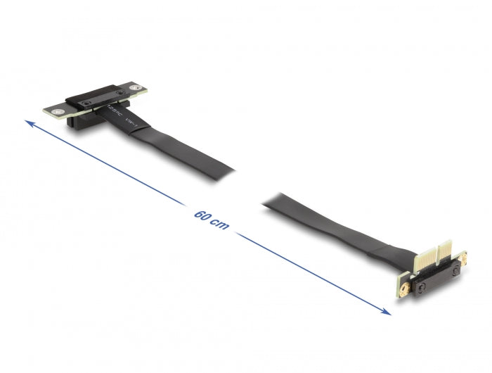 Delock Riser Karte PCI Express x1 Stecker 90° gewinkelt zu x1 Slot 90° gewinkelt mit Kabel 60 cm