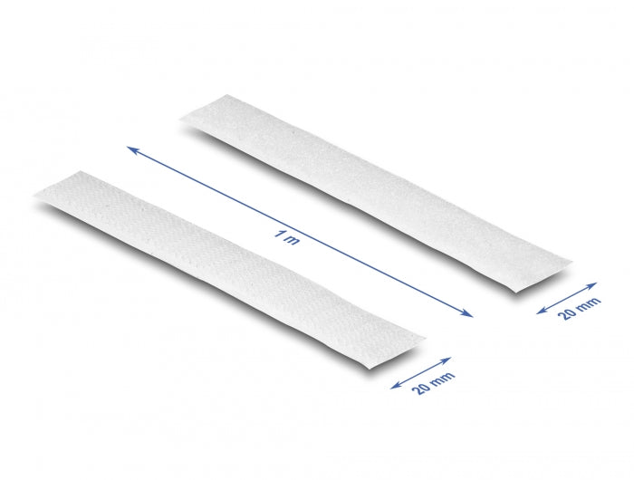 Delock Strapazierfähiges Klettband mit Haft- und Flauschband L 1 m x B 20 mm weiß
