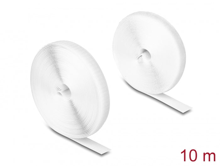Delock Strapazierfähiges Klettband mit Haft- und Flauschband L 10 m x B 20 mm weiß