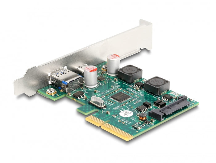 Delock PCI Express x4 Karte zu 1 x extern USB 10 Gbps Type-C™ Buchse + 1 x extern USB 10 Gbps Typ-A Buchse - Low Profile Formfaktor