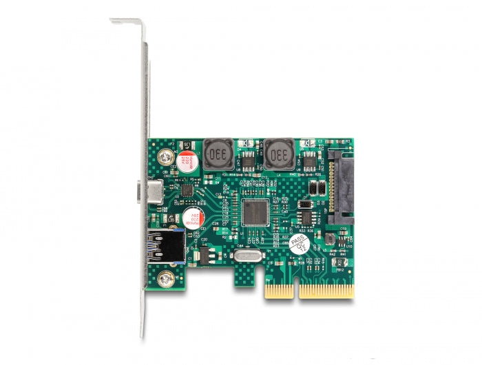 Delock PCI Express x4 Karte zu 1 x extern USB 10 Gbps Type-C™ Buchse + 1 x extern USB 10 Gbps Typ-A Buchse - Low Profile Formfaktor