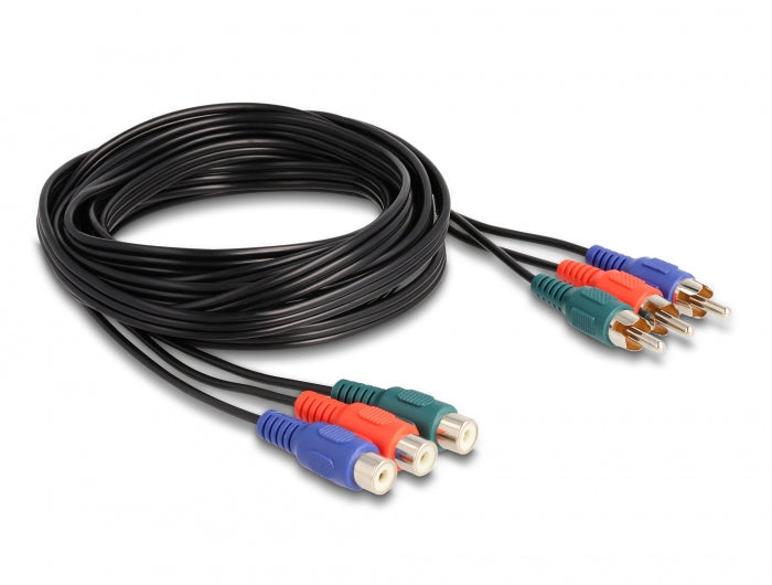 Delock Cinch RGB Verlängerungskabel 3 x Stecker zu 3 x Buchse 3 m