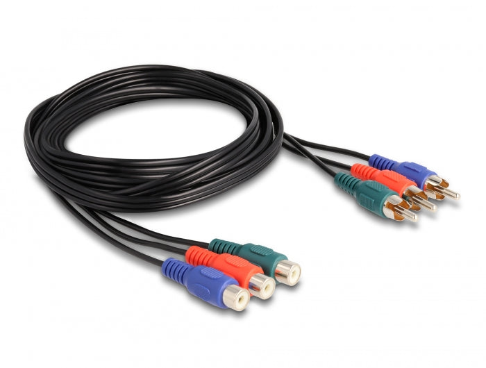 Delock Cinch RGB Verlängerungskabel 3 x Stecker zu 3 x Buchse 1 m