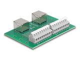 Delock RJ45 2 x Buchse zu 2 x Terminalblock mit Drucktaster für Hutschiene