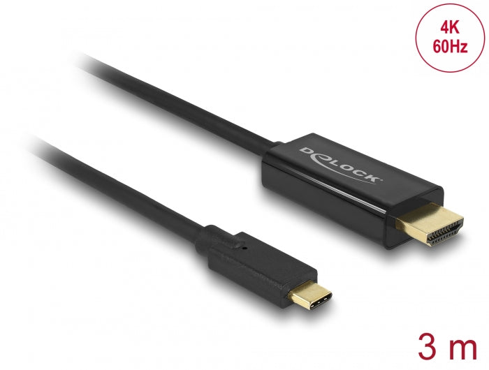 Delock Kabel USB Type-C™ Stecker > HDMI Stecker (DP Alt Mode) 4K 60 Hz 3 m schwarz