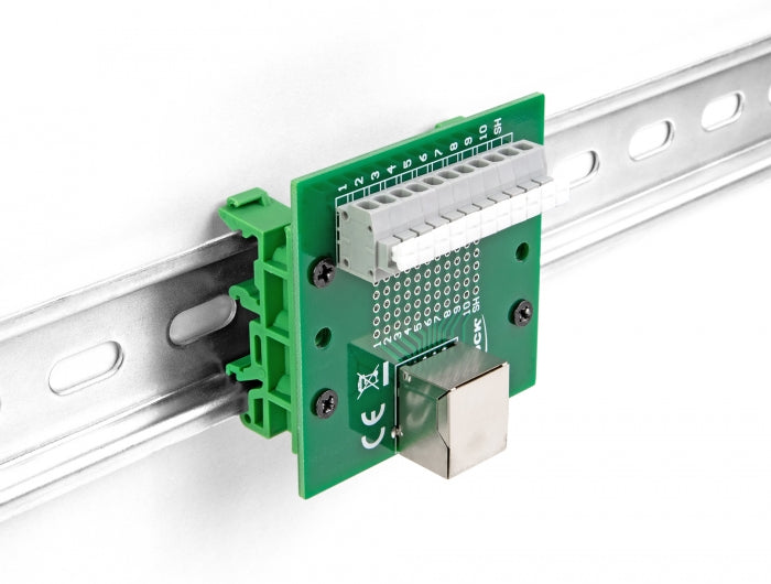 Delock RJ50 Buchse zu Terminalblock mit Drucktaster für Hutschiene