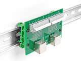 Delock RJ45 2 x Buchse zu 2 x Terminalblock mit Drucktaster für Hutschiene