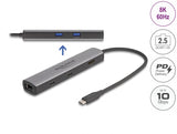 Delock USB 40 Gbps USB Type-C™ Dockingstation 8K - HDMI / USB 10 Gbps / 2,5 Gigabit LAN / PD 3.0 100 W