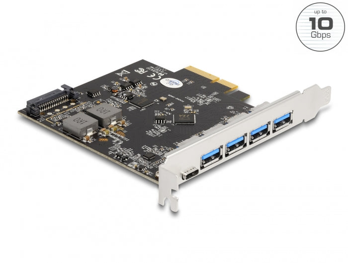 Delock PCI Express x4 Karte zu 1 x USB Type-C™ + 4 x USB Typ-A - SuperSpeed USB 10 Gbps